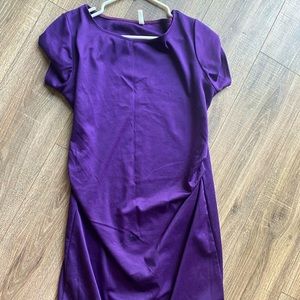 Purple Short Sleeve Fitted Maternity Dress xl